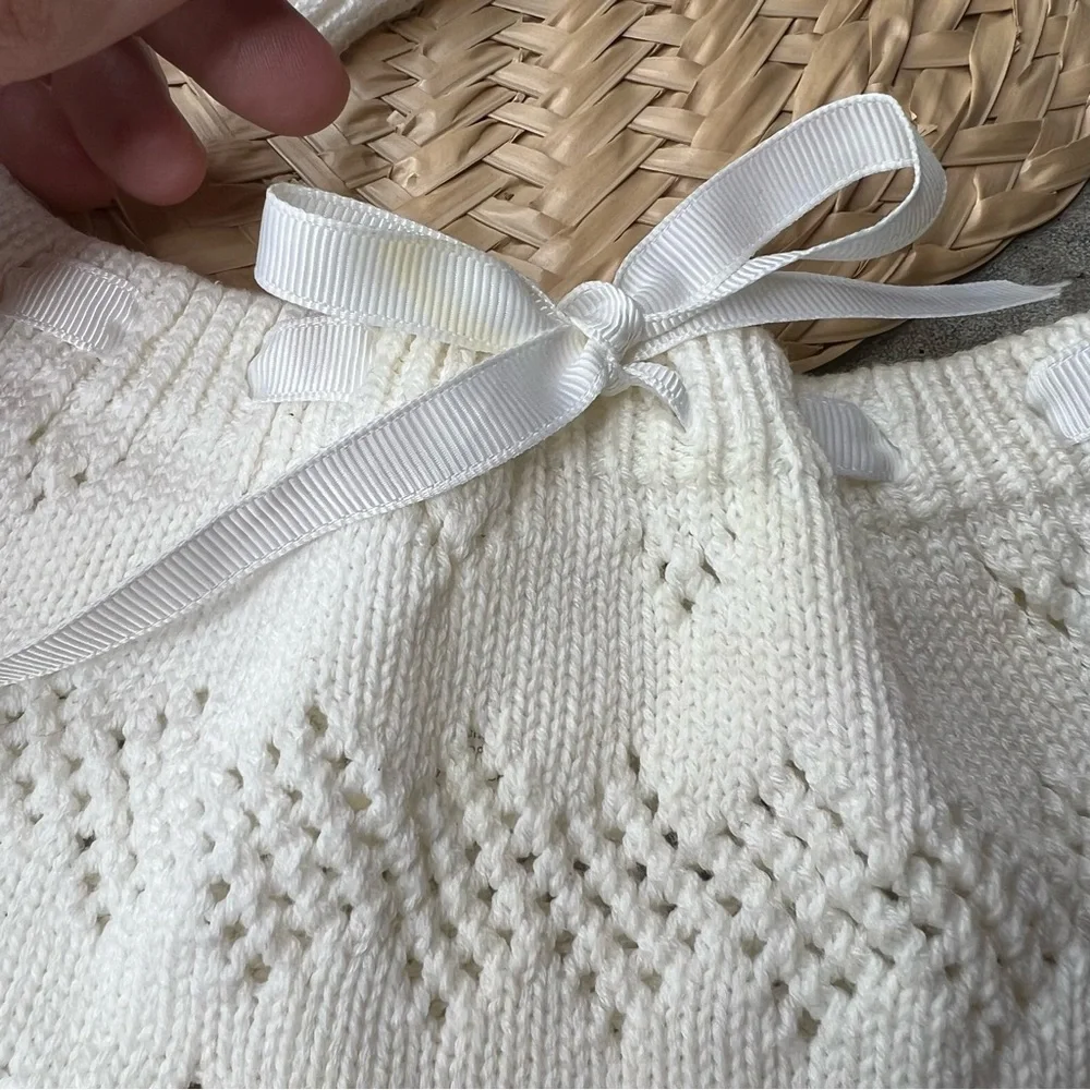 0-6 months Laura Ashley knit bottoms and hat set hat with bear ears - Picture 6 of 12